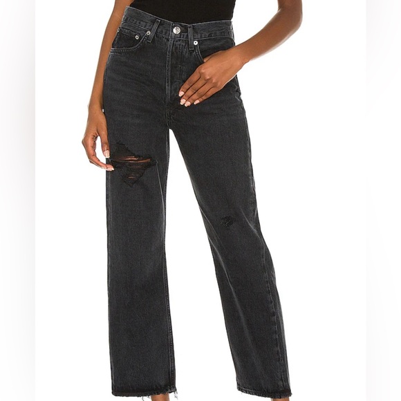 AGOLDE 90s Crop Jeans in Shutter. Like new black high waisted straight jeans - Picture 1 of 16